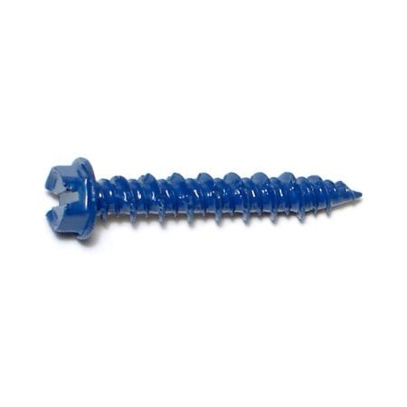 Midwest Fastener Masonry Screw, 3/16" Dia., Hex, 1-1/4" L, Steel Blue Ruspert, 100 PK 09260